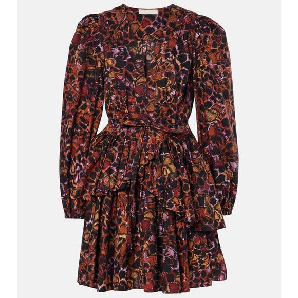 Ulla Johnson Lulu Pleated Cotton Tiered Mini Dress Rosefinch - Picture 2 of 12